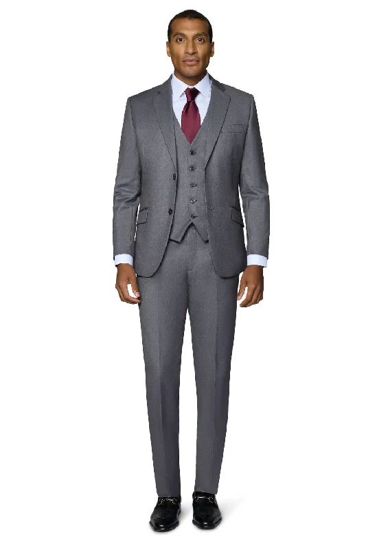 Berragamo Vested Solid Medium Grey Modern Fit