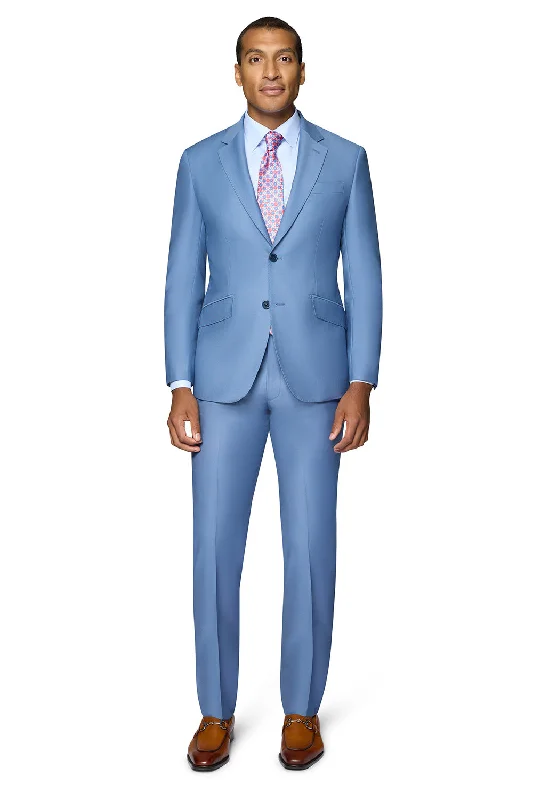 Berragamo Elegant - Faille Wool Solid Suit Modern - Light Blue