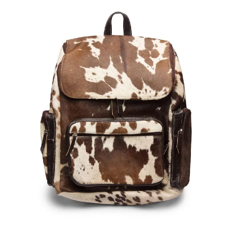Unisex Rucksack Real Leather Cow Skin Zipped Bag Mens Ladies Carrier