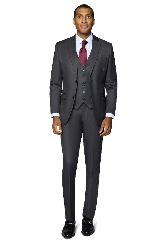 Berragamo Vested Solid Charcoal Modern Fit