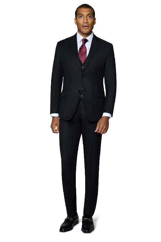 Berragamo Vested Solid Black Modern Fit