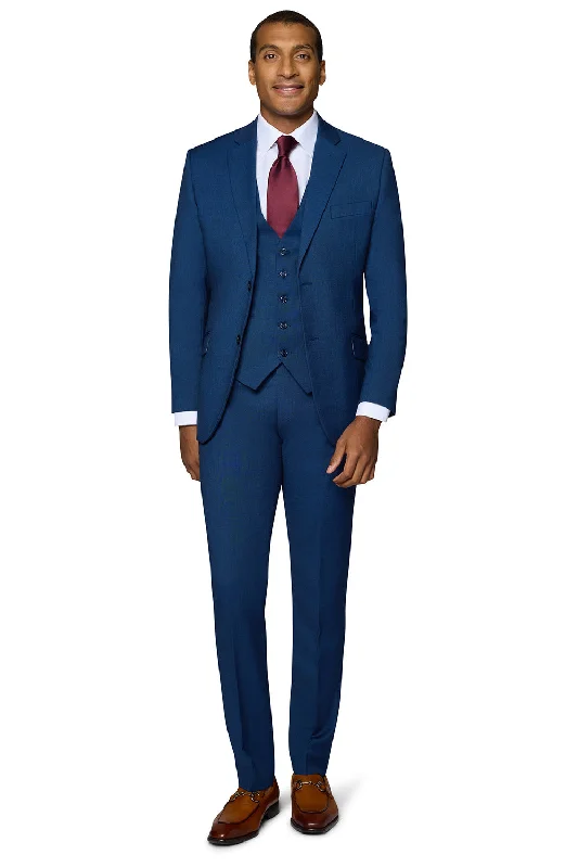 Berragamo Sharkskin Vested Slim Fit New Blue Suit