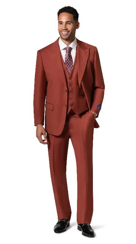 Berragamo MARCO UNI 3PC Slim Peak Suit - Rust