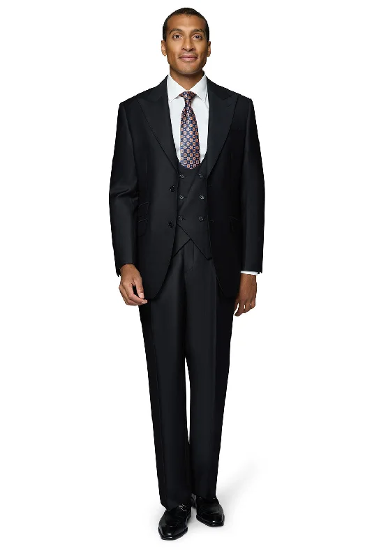 Berragamo Essex Elegant - Faille Wool Solid Suit - Black