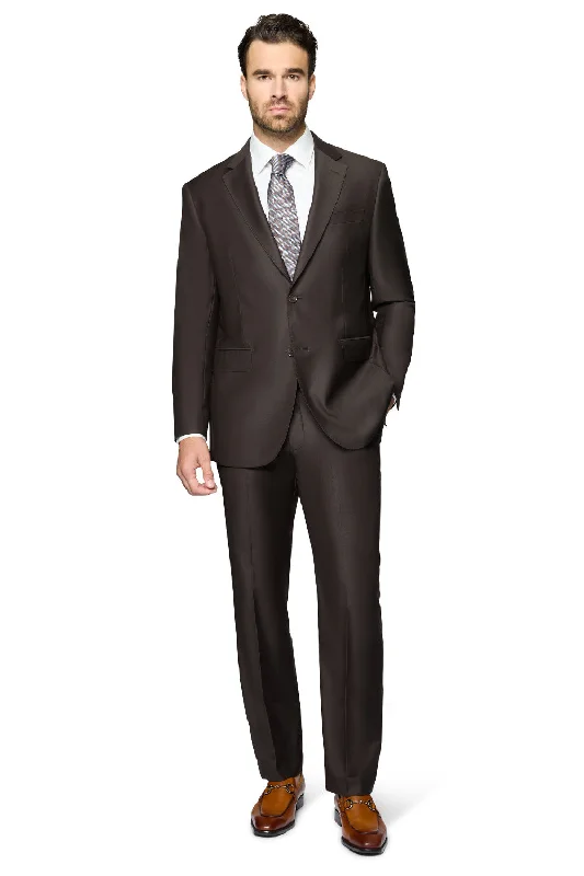 Berragamo Elegant - Faille Wool Solid Suit Slim - Dark Brown