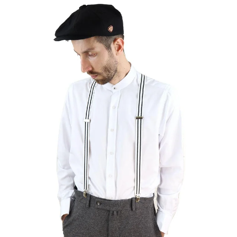 Mens Vintage Check Stripe Trouser Braces Suspenders 1920s Gatsby Peaky Blinders