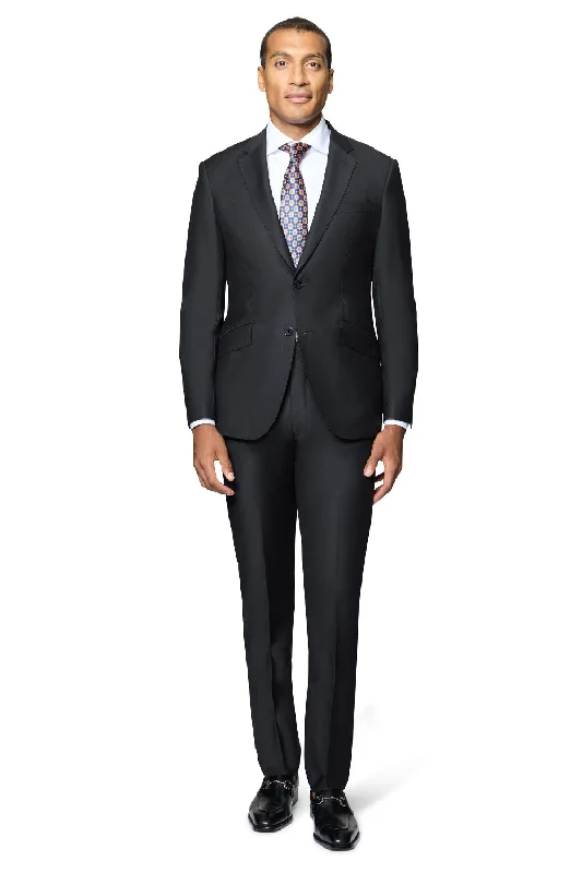 Berragamo Elegant - Faille Wool Solid Suit Modern - Black