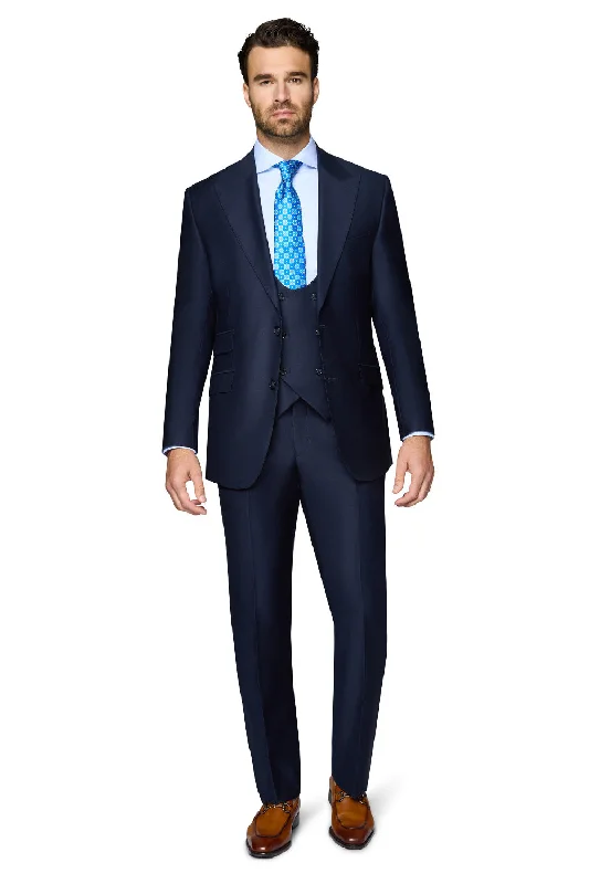 Berragamo Essex Elegant - Faille Wool Solid Suit - Navy