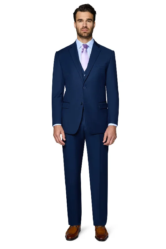 Berragamo Vested Solid New Blue Modern Fit