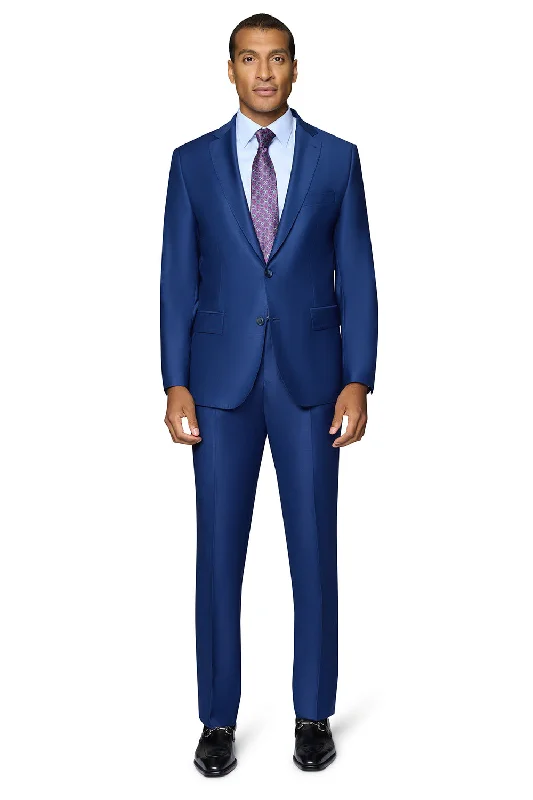 Berragamo Elegant - Faille Wool Solid Suit Modern - New Blue