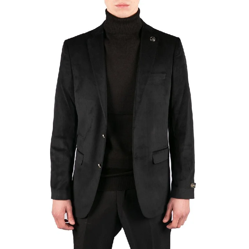 Mens Velvet Blazer Suit Jacket 2 Button Dinner Smart Casual Formal Tailored Fit