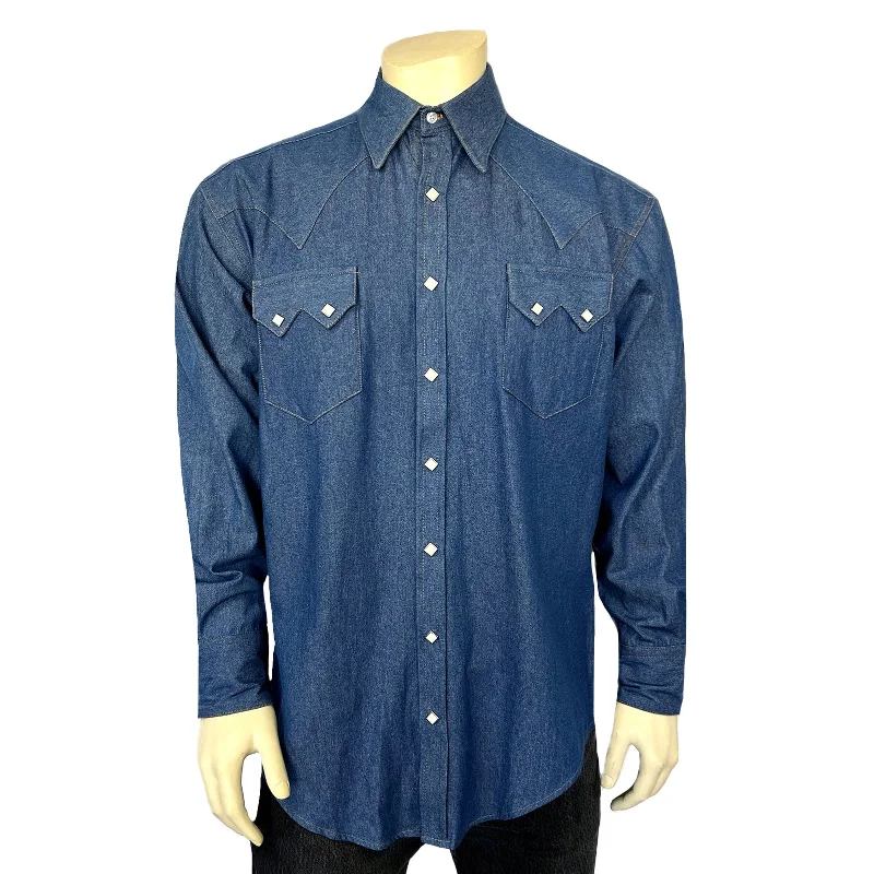 Oversized Men's JeansMen's Classic Light Blue Denim Western Shirt