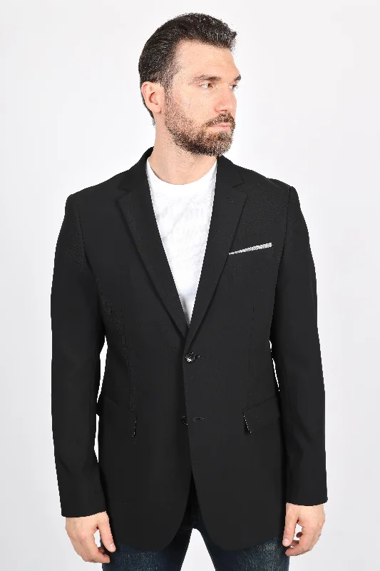 Mens Modern Fit Stretch Date Night Black Blazer