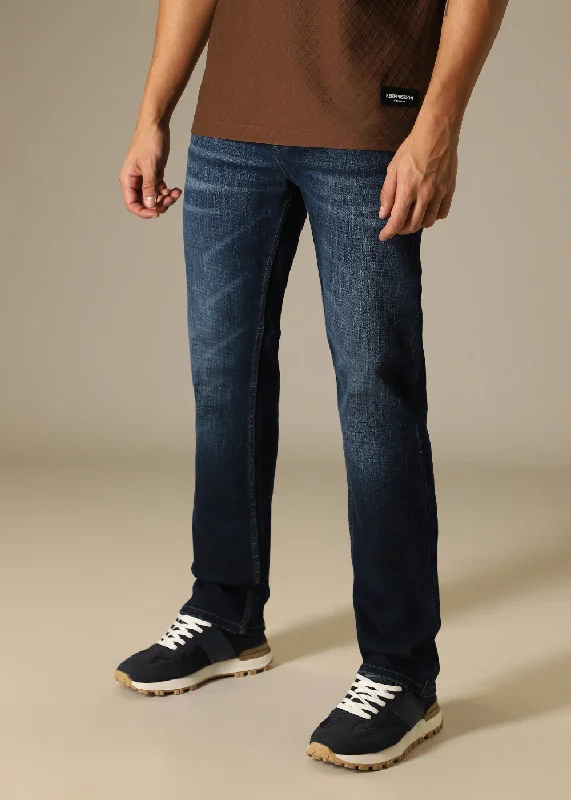 Winter Men's JeansDark Blue Regular Fit Denim