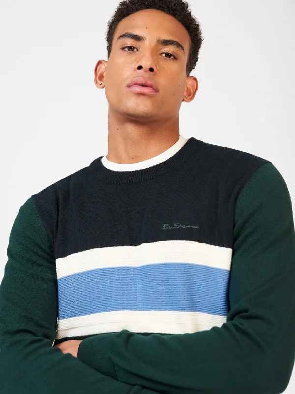 Athletic Men's Performance SweatersChest Stripe Crewneck Sweater - Green