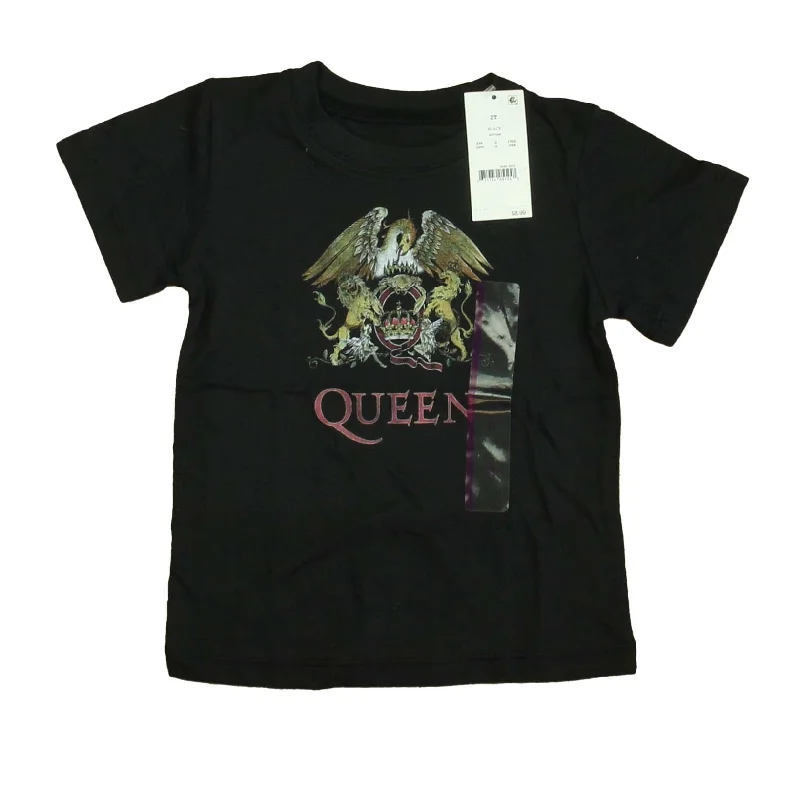 Men's Shirts with Embellished HemlinesQueen Boys Black T-Shirt