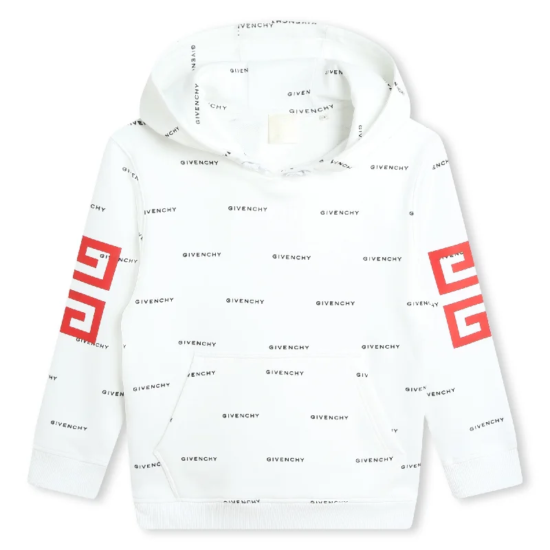 Men's Shirts with Lace-Up HemlinesWhite & Black Hooded Sweatshirt