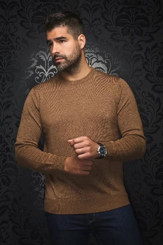 Men's Sweaters with EmbellishmentsAU NOIR | Merino Wool Sweater | Marini Camel