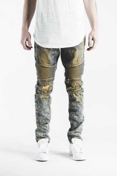 Men's Jeans with Functional PocketsPete Biker Denim (Black Acid)