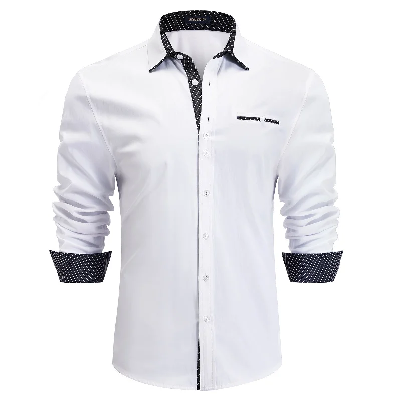 Men's Unique Dress Shirts for a Statement LookMen's Patchwork Dress Shirt with Pocket - WHITE/BLACK Men's Unique Dress Shirts for a Statement LookMen's Patchwork Dress Shirt with Pocket - WHITE/BLACK