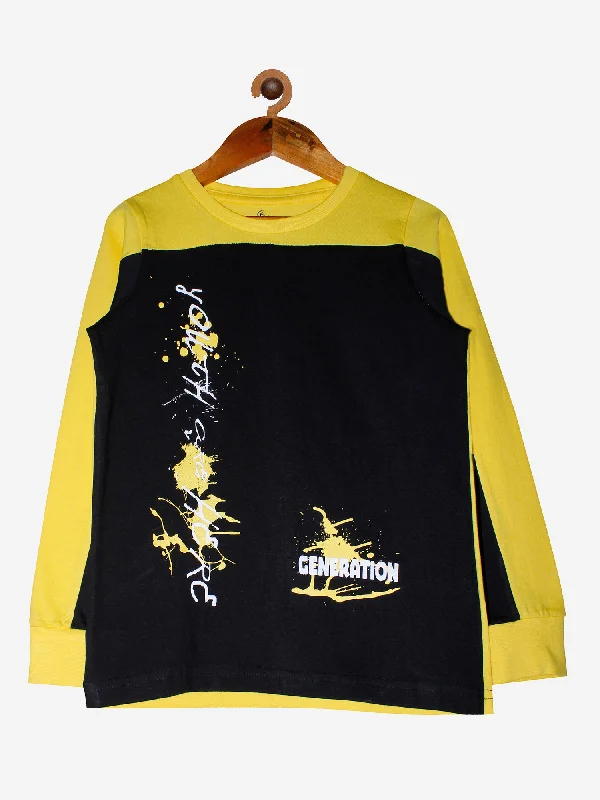 Men's Shirts with Lace-Up HemlinesBoys Cotton T-shirt with Shoulder Panel