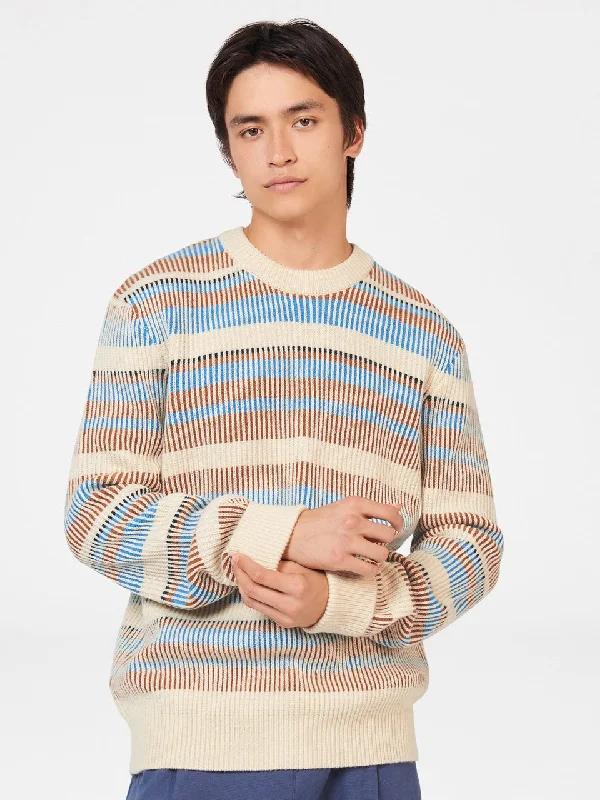Men's Sweaters with Pockets and ZippersB by Ben Sherman Stripe Knit Sweater - Ivory