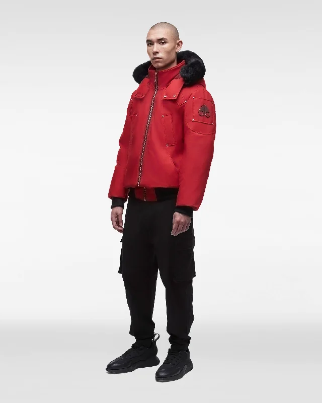 DEEP RED WITH BLACK SHEARLING
