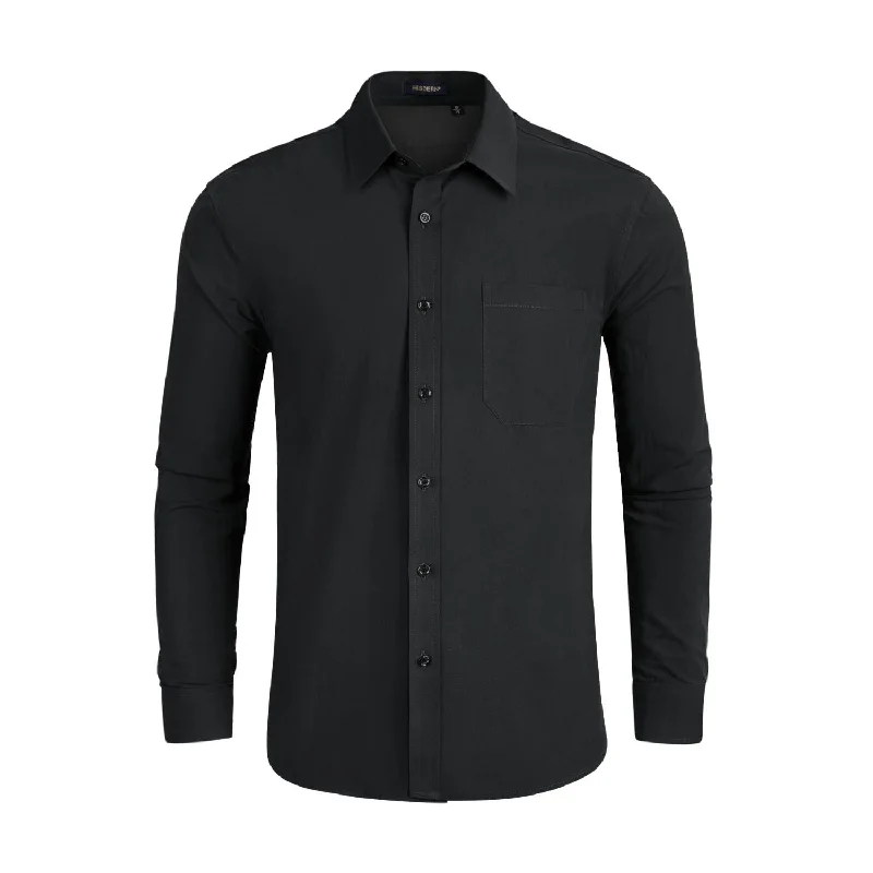 Men's Hawaiian Shirts for a Tropical VibeMen's Dress Shirt with Pocket - BLACK