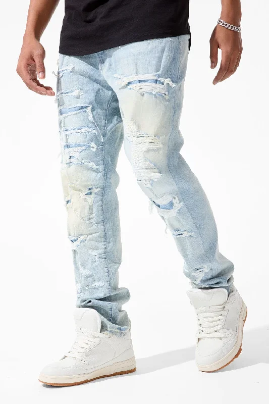 Men's Jeans with Elastic WaistbandsCollins - Black Widow Denim (Sea Ice)