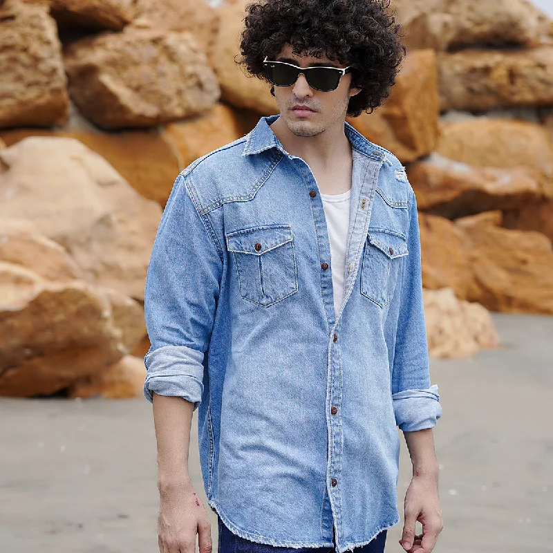 Men's Straight-Leg Jeans in Dark WashDouble Pocket Shirt