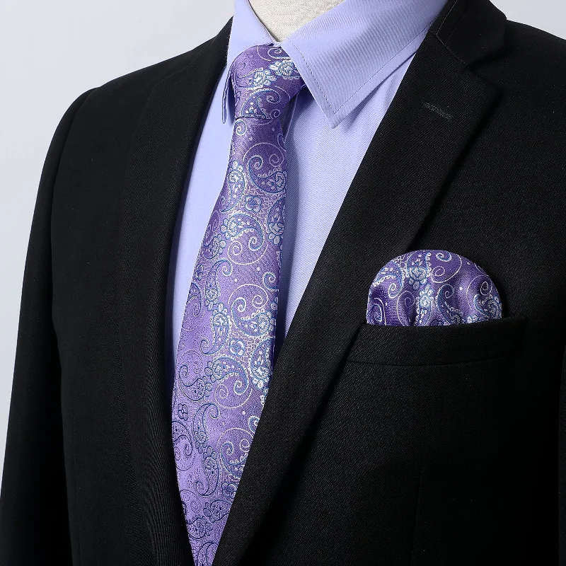 Men's Hawaiian Shirts for a Tropical VibeMen's Shirt with Tie Handkerchief Set - 05-LAVENDER Men's Hawaiian Shirts for a Tropical VibeMen's Shirt with Tie Handkerchief Set - 05-LAVENDER