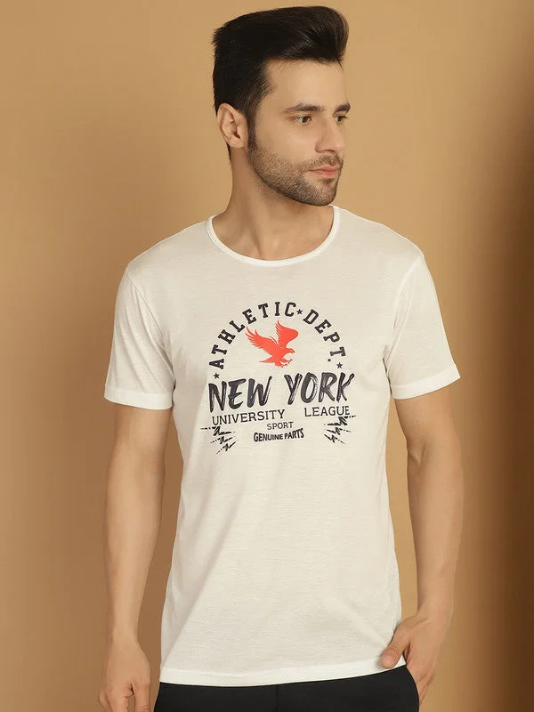 Solid-Colored Men's ShirtsMack Jonney Printed White Round Neck Cotton Half sleeves Tshirt For Men Solid-Colored Men's ShirtsMack Jonney Printed White Round Neck Cotton Half sleeves Tshirt For Men