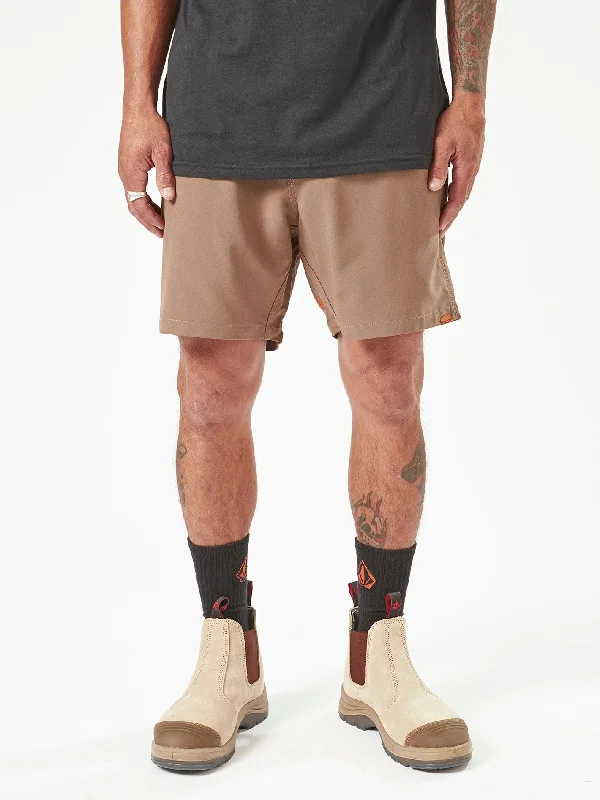 Men's Low-Waisted Pants for a Casual VibeVolcom Workwear Slab Elastic Waist Hybrid Shorts - Brindle Men's Low-Waisted Pants for a Casual VibeVolcom Workwear Slab Elastic Waist Hybrid Shorts - Brindle