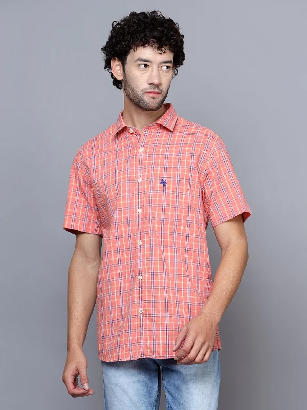 Men's Patterned Button-Down Shirts for Added InterestMen's Pink Casual Medium Checks Half Sleeve Shirt Men's Patterned Button-Down Shirts for Added InterestMen's Pink Casual Medium Checks Half Sleeve Shirt