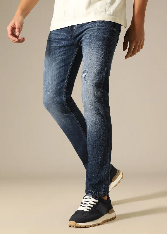 Men's Skinny JeansBlue Mid Fade Ankle Slim Fit Denim