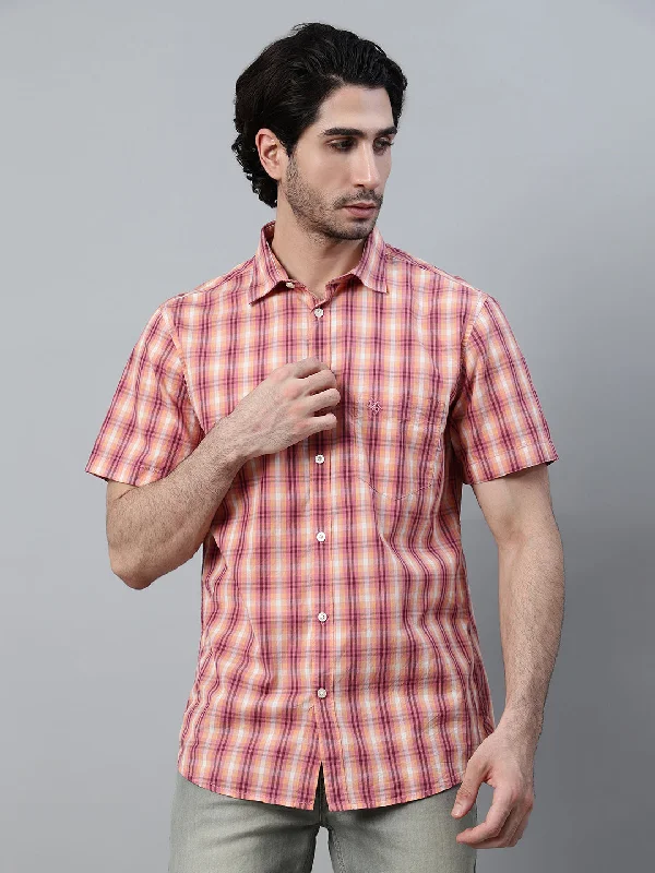 Men's Tailored Shirts for a Sharp AppearanceMen's Yellow Checkered Half Sleeve Casual Shirt Men's Tailored Shirts for a Sharp AppearanceMen's Yellow Checkered Half Sleeve Casual Shirt
