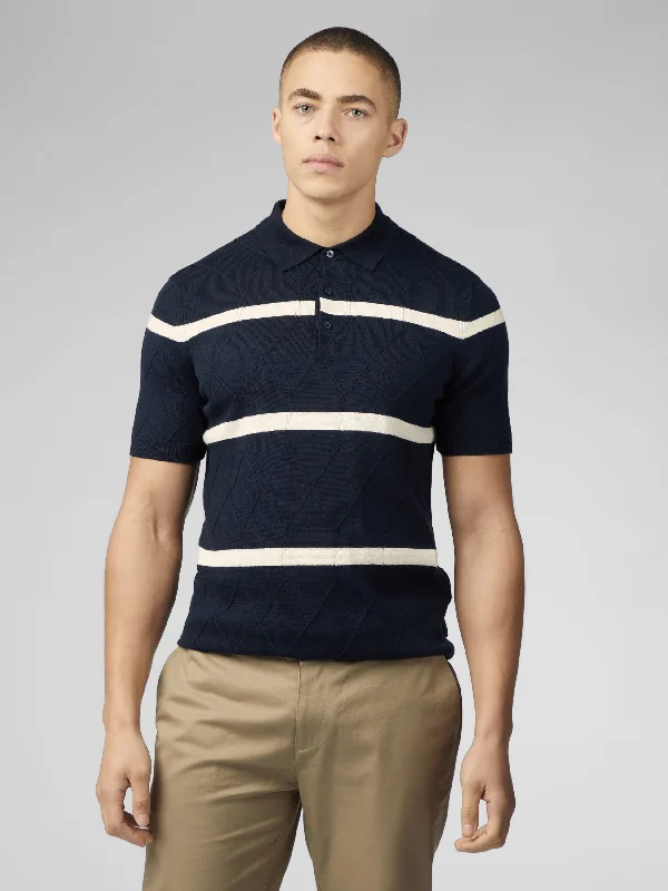 Men's Sweaters for Cold WeatherSignature Argyle Stripe Polo - Dark Navy