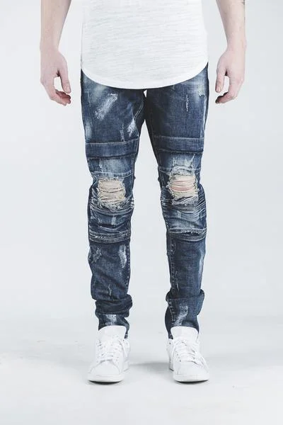 Inexpensive Men's JeansALI DENIM (DISTRESSED DARK BLUE)