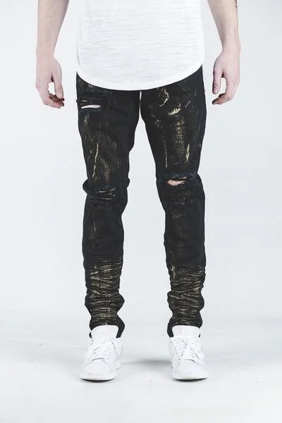 Men's Jeans with a Distressed LookFinn Denim (Black)