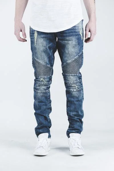 Premium Men's JeansSkywalker Biker Denim (Blue)