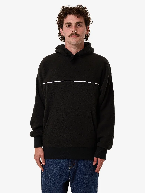 Men's Sweaters with BeadsHazed Slouch Hood Polar Fleece - Black