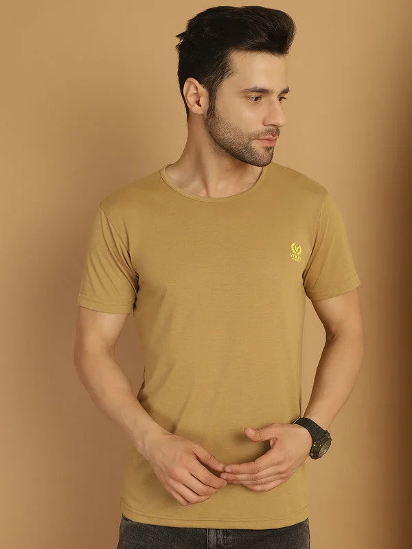 Men's Shirts with Embroidered DesignsMack Jonney Round Neck Cotton Solid Mud T-Shirt for Men Men's Shirts with Embroidered DesignsMack Jonney Round Neck Cotton Solid Mud T-Shirt for Men