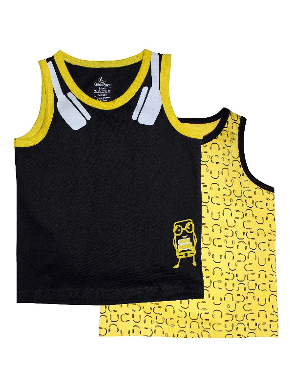 Men's Shirts with Single-Breasted DesignsBoys Cotton Sleeveless T-Shirt -Pack of 2