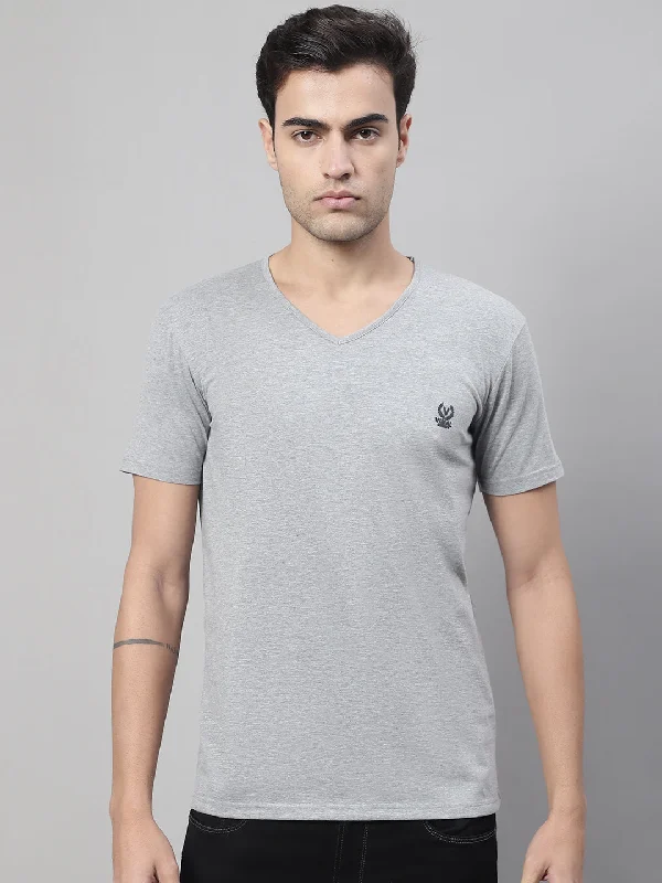 Men's Shirts with Zippered PocketsMack Jonney V Neck Cotton Solid Grey Melange T-Shirt for Men Men's Shirts with Zippered PocketsMack Jonney V Neck Cotton Solid Grey Melange T-Shirt for Men