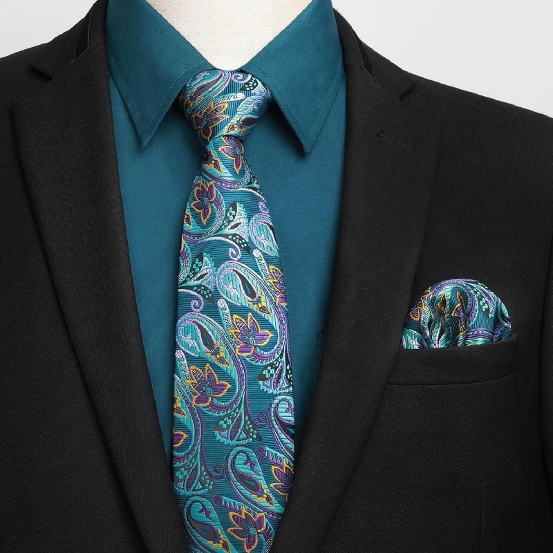 Men's Regular-Fit Shirts for a Classic FitMen's Shirt with Tie Handkerchief Set - TEAL