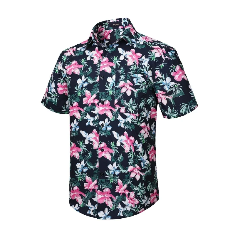Men's Color-Blocking Shirts for a Statement LookFunky Hawaiian Shirts with Pocket - 14-BLACK\PINK Men's Color-Blocking Shirts for a Statement LookFunky Hawaiian Shirts with Pocket - 14-BLACK\PINK
