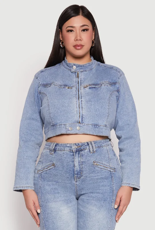 Modern Men's JeansPlus Size Almost Famous Denim Moto Cropped Jacket