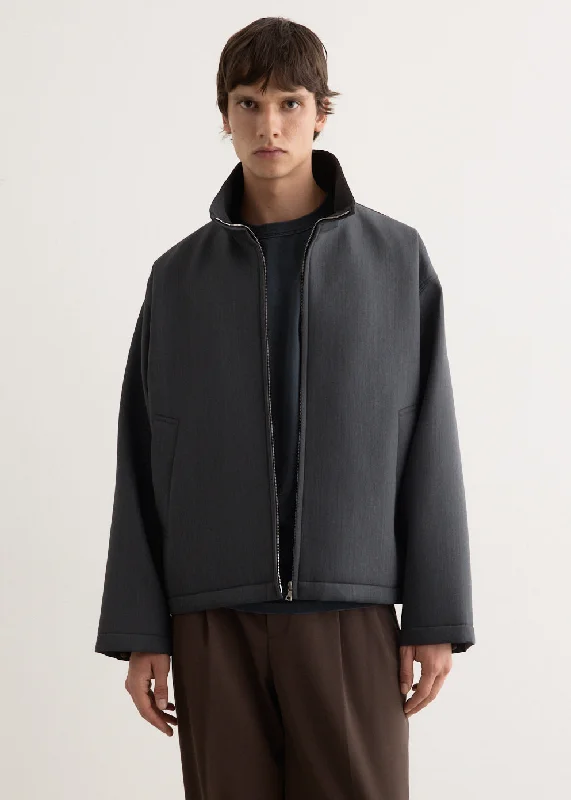 Men's Coats with Ripstop FabricSponge Wool Twill Zip Blouson