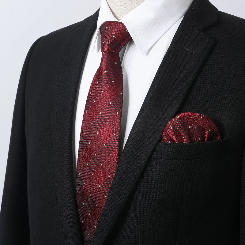 Men's Cowboy Shirts for Western StyleMen's Shirt with Tie Handkerchief Set - 02-WHITE/RED