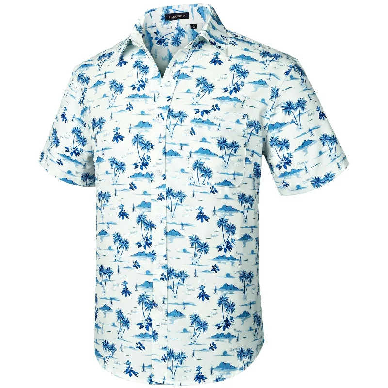 Men's Long-Sleeve Shirts for Year-Round WearHawaiian Tropical Shirts with Pocket - D-WHITE Men's Long-Sleeve Shirts for Year-Round WearHawaiian Tropical Shirts with Pocket - D-WHITE